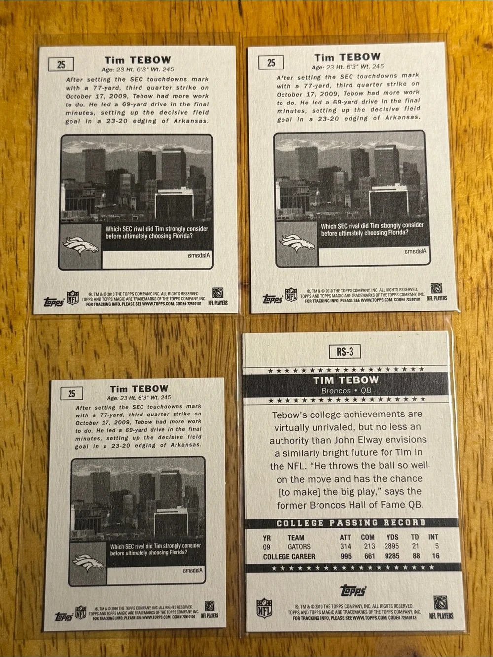 Tim Tebow Rookie Cards Topps Magic (lot of 4)